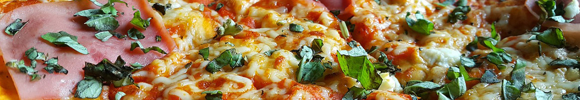 Eating Pizza at Luigi's Gourmet Pizza restaurant in New York, NY.